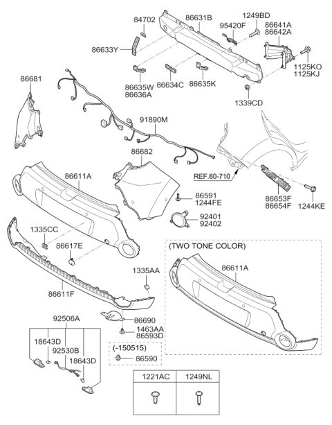 2016 Kia Soul Holder Assembly-Rear Bumper Cover Diagram for 86690B2000