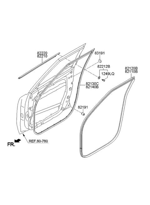 2015 Kia Soul WEATHERSTRIP Assembly-Front Door Side Diagram for 82130B2000EQ