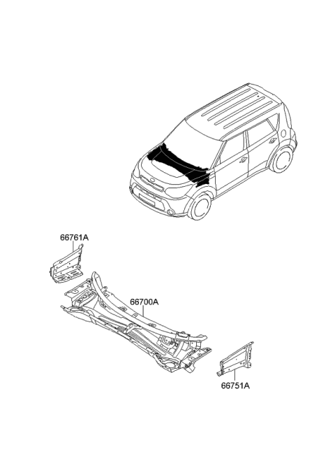2014 Kia Soul Panel Assembly-COWL Comp Diagram for 66700B2100