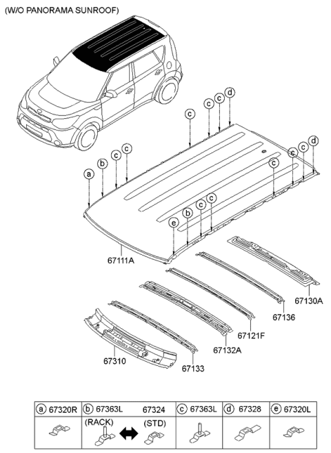 2015 Kia Soul Bracket Assembly-Roof Rack Mounting C Diagram for 67363A4000