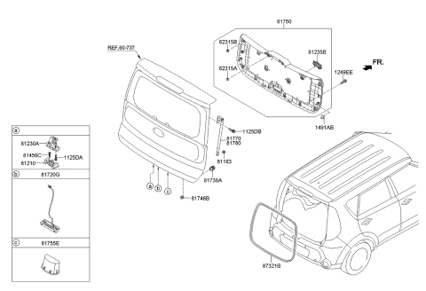 2014 Kia Soul Cover-Tail Gate EMER Diagram for 81235B2000EQ