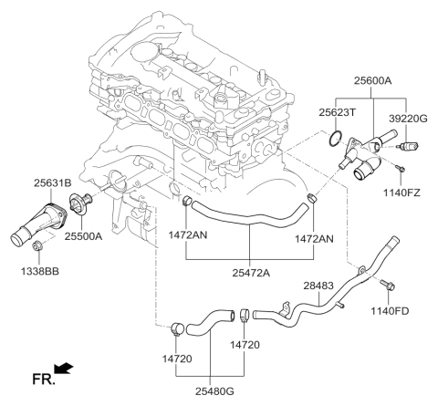 2014 Kia Soul Coolant Pipe & Hose Diagram 2