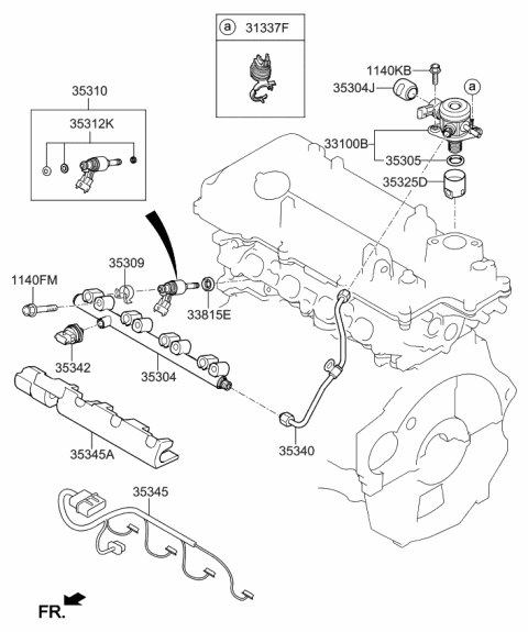 2016 Kia Soul Injector Assembly-Fuel Diagram for 353102B130