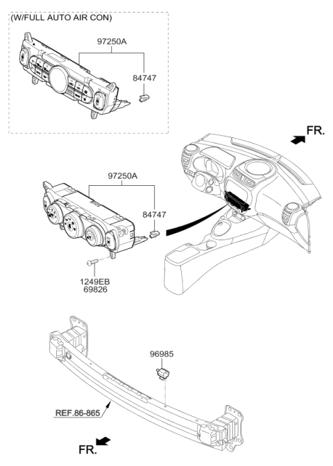 2014 Kia Soul Control Assembly-Heater Diagram for 97250B2AS1AUN