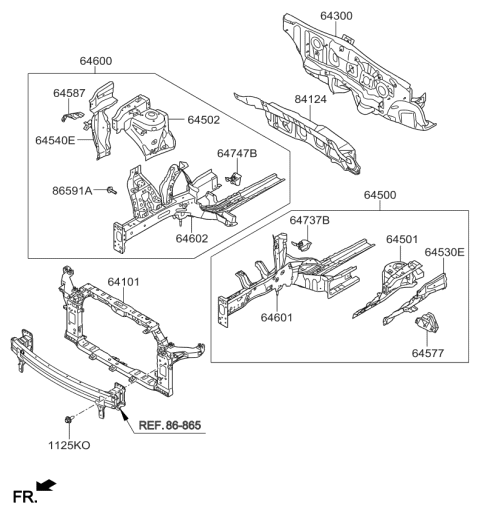 2014 Kia Soul Fender Apron & Radiator Support Panel Diagram