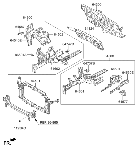 2016 Kia Soul Reinforcement Assembly-Fender Apron Upper Diagram for 64540B2000