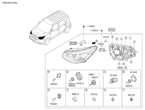 2014 Kia Soul ACTUATOR-Head Lamp Lever Diagram for 921303K000