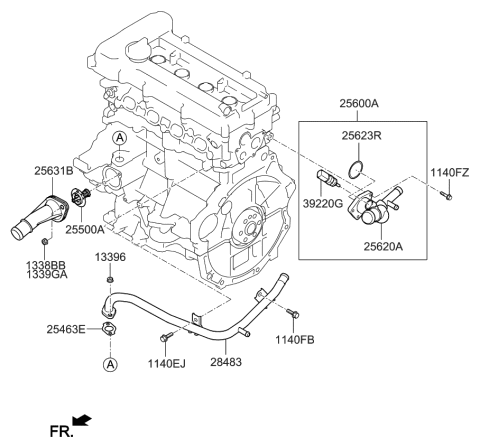 2014 Kia Soul Coolant Pipe & Hose Diagram 1