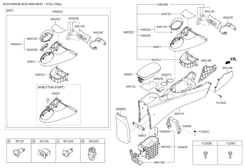 2014 Kia Soul Cover Assembly-Console U Diagram for 84650B2AS0AHV