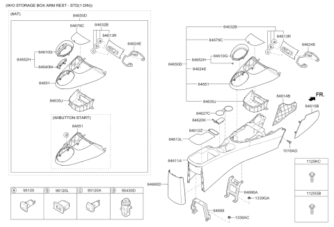 2016 Kia Soul Mat-Console Tray Diagram for 84631B2000