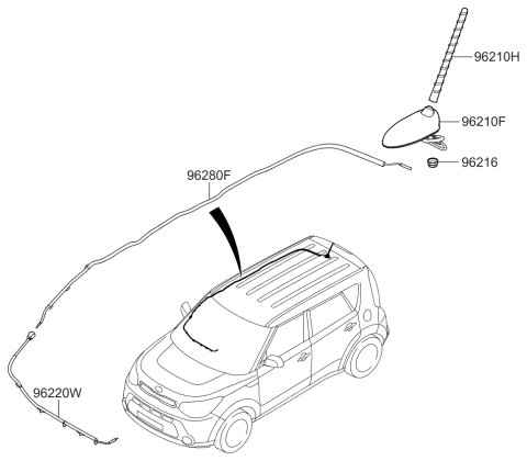 2015 Kia Soul Roof Antenna Assembly Diagram for 96210B2130