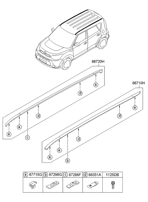 2015 Kia Soul Roof Garnish & Rear Spoiler Diagram 1