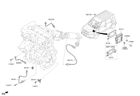 2015 Kia Soul Oxygen Sensor Assembly Diagram for 392102B410