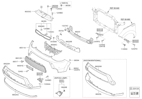 2015 Kia Soul Cap Nut-Radiator Upper Diagram for 872593K000