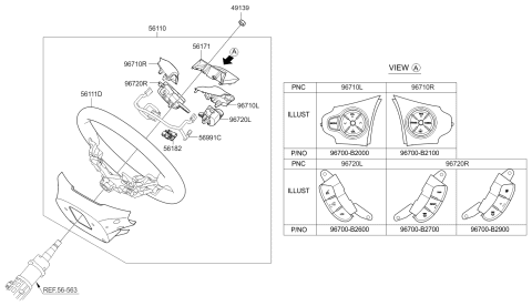 2014 Kia Soul Steering Wheel Body Diagram for 56120B2100FE4