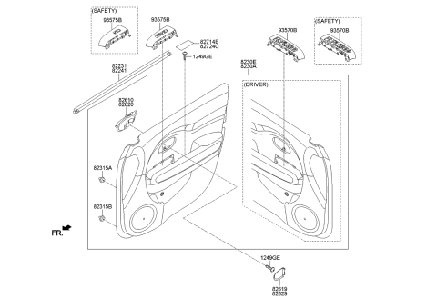 2016 Kia Soul Power Window Main Switch Assembly Diagram for 93570B2030CA