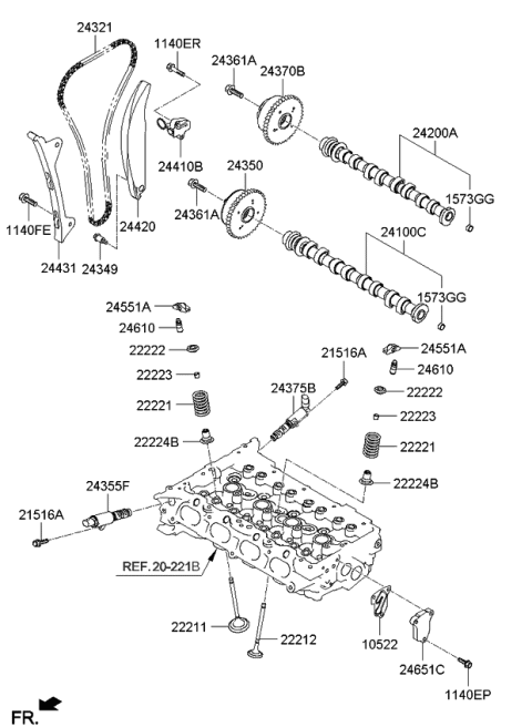 2016 Kia Soul Camshaft Assembly-Exhaust Diagram for 242002E280