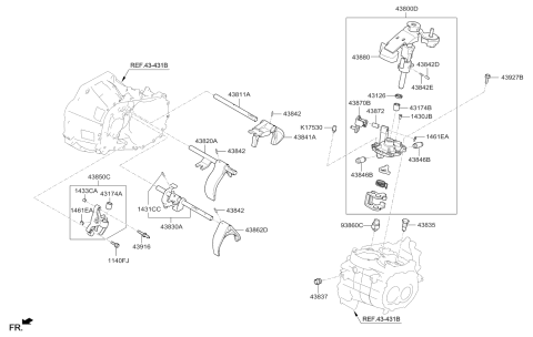 2014 Kia Soul Gear Shift Control-Manual Diagram