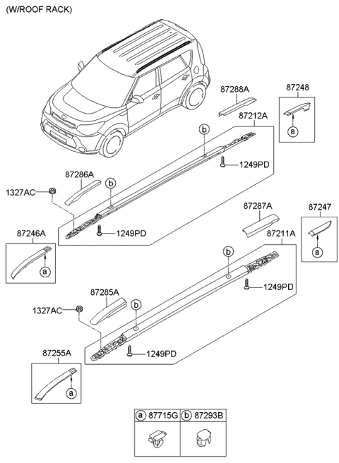 2016 Kia Soul Roof Garnish & Rear Spoiler Diagram 2