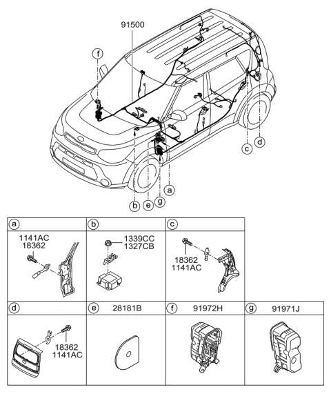 2014 Kia Soul Wiring Assembly-Floor Diagram for 91544B2110