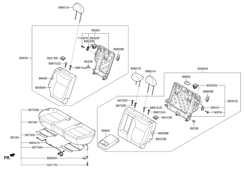 2016 Kia Soul Rear Seat Back Armrest Assembly Diagram for 89900B2200CX2