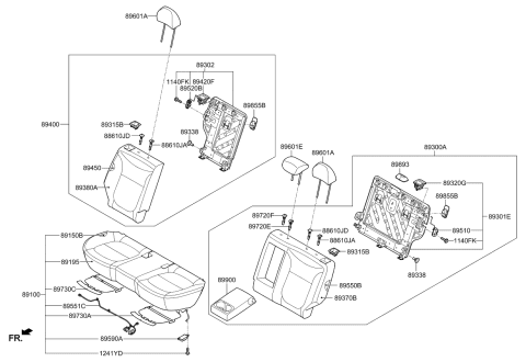 2016 Kia Soul Rear Seat Back Covering, Left Diagram for 89360B2710CUS