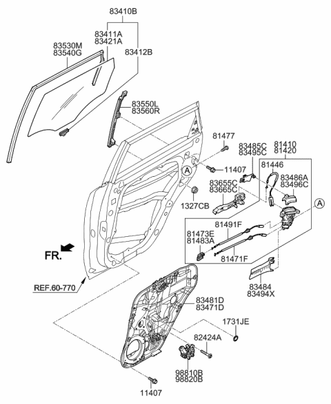 2016 Kia Soul Glass-Rear Door Wind Diagram for 83421B2000