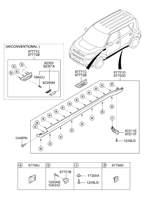 2015 Kia Soul GARNISH Assembly-Fender Diagram for 87772B2100