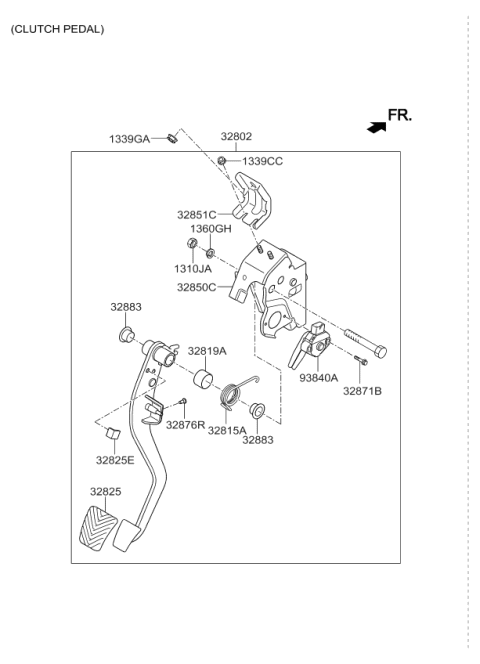 2014 Kia Soul Pedal Assembly-Clutch Diagram for 32802B2110