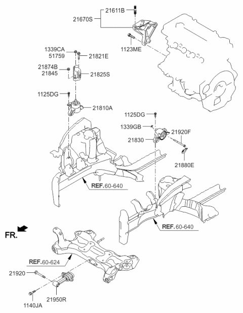 2015 Kia Soul Nut Diagram for 21891B2000