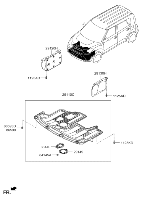 2016 Kia Soul Panel Assembly-Under Cover Diagram for 29110B2200