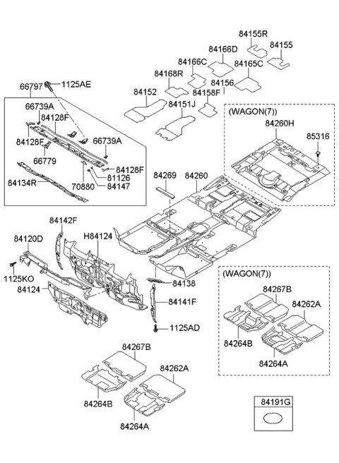 2009 Kia Rondo Insulator-Dash Panel Diagram for 841241D401