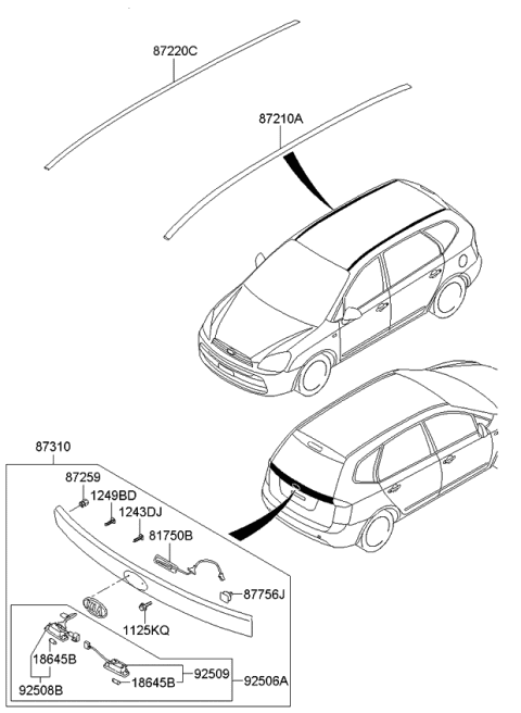 2008 Kia Rondo Lamp Assembly-License Plate Diagram for 925201D000