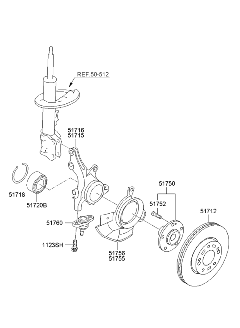 2009 Kia Rondo Front Axle Hub & Wheel Brake Diagram 2