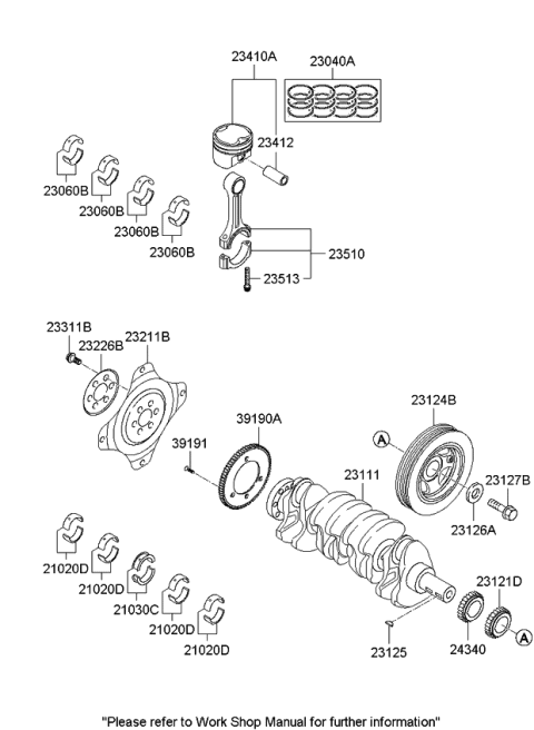 2010 Kia Rondo Crankshaft & Piston Diagram 1