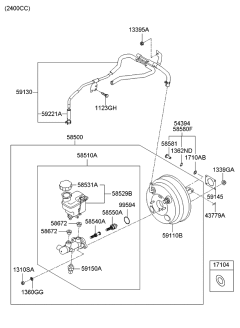 2007 Kia Rondo Brake Master Cylinder & Vacuum Hose Diagram 1