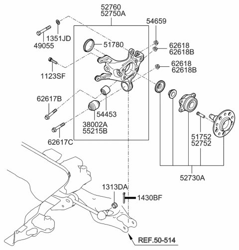 2011 Kia Rondo Rear Wheel Hub & Wheel Brake Diagram 2