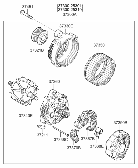 2010 Kia Rondo Pulley-Generator Diagram for 3732125201