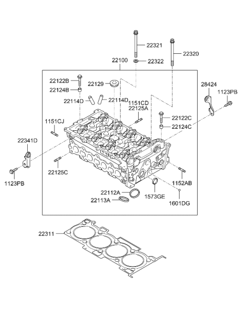 2009 Kia Rondo Head Assembly-Cylinder Diagram for 5Q01M25A01A