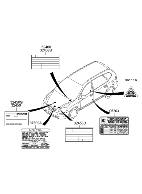 2006 Kia Rondo Label-1 Diagram for 324522G121