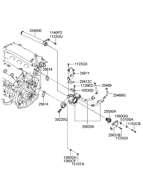 2006 Kia Rondo Coolant Pipe & Hose Diagram 3