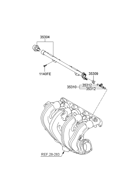 2007 Kia Rondo Throttle Body & Injector Diagram 1