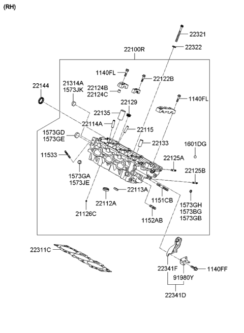 2011 Kia Rondo Cylinder Head Diagram 4