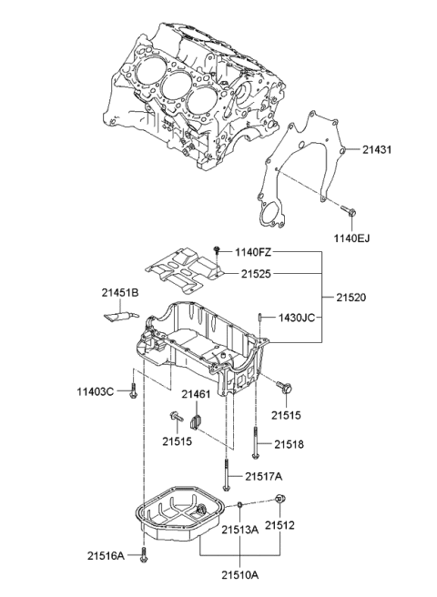 2006 Kia Rondo Belt Cover & Oil Pan Diagram 6