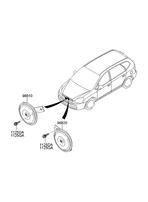 2009 Kia Rondo Horn Assembly-High Pitch Diagram for 966201D000