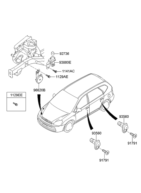 2011 Kia Rondo Switch Assembly-Lid Diagram for 938801D000