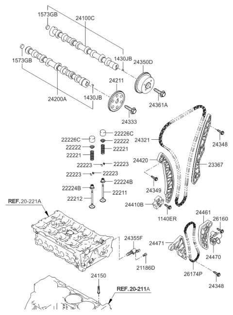 2007 Kia Rondo Camshaft & Valve Diagram 2