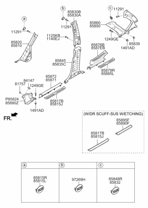 2008 Kia Rondo Trim Assembly-Front Door SCUF Diagram for 858711D000WK