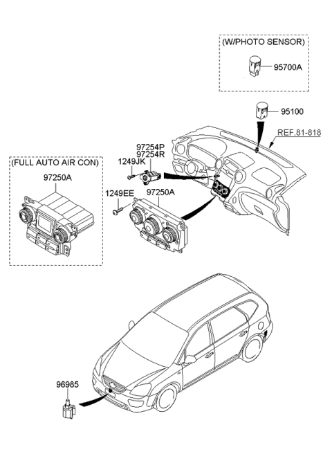 2010 Kia Rondo Control Assembly-Heater Diagram for 972501D970WK