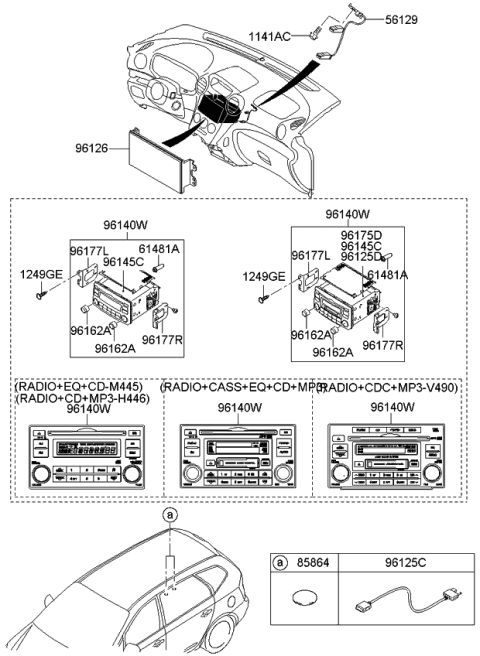 2009 Kia Rondo Deck Assembly-Cassette Diagram for 961251D010